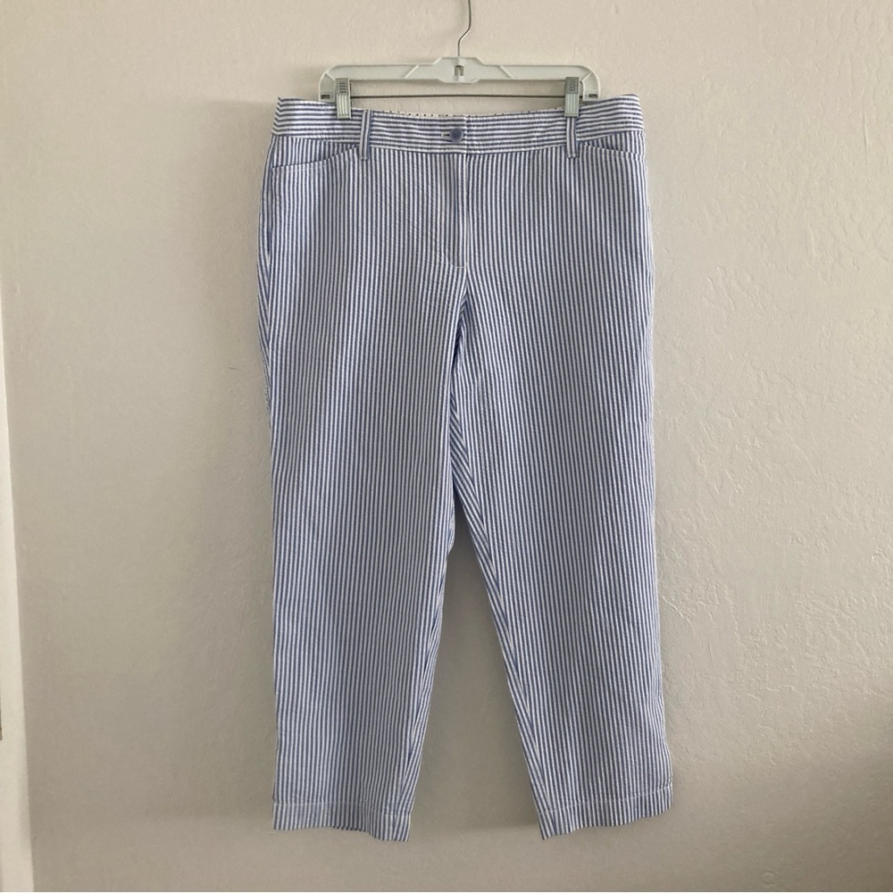 Talbots Blue and White Striped Cropped Pants